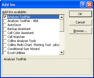 Excel Add-ins available dialog