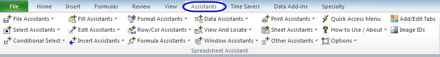 Spreadsheet Assistant ribbon tab
