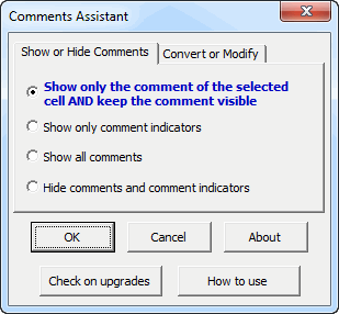 Comments Assistant show or hide comments tab