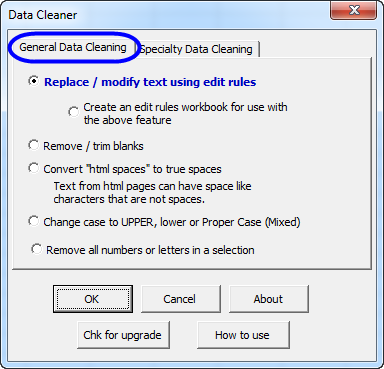 Data Cleaner screen 1
