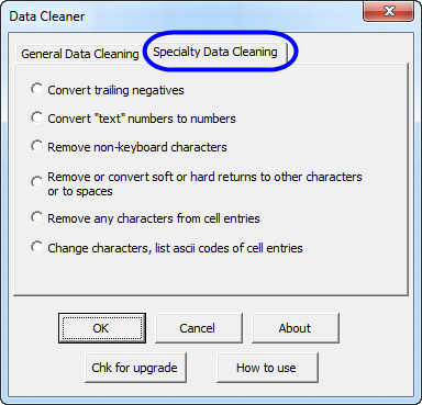 Data Cleaner screen 2