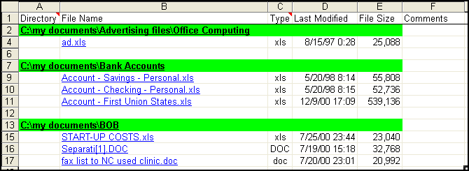 Directory listing example