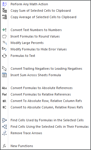 Formula Assistants menu in Excel