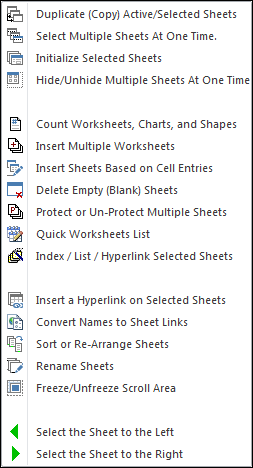Sheet Assistants menu