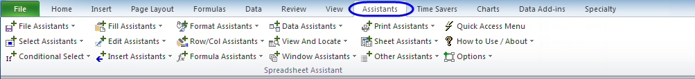 The Spreadsheet Assistant ribbon