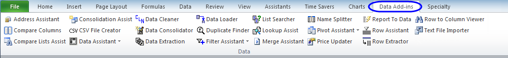 The Data Add-ins ribbon