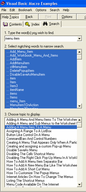 Visual Basic examples search